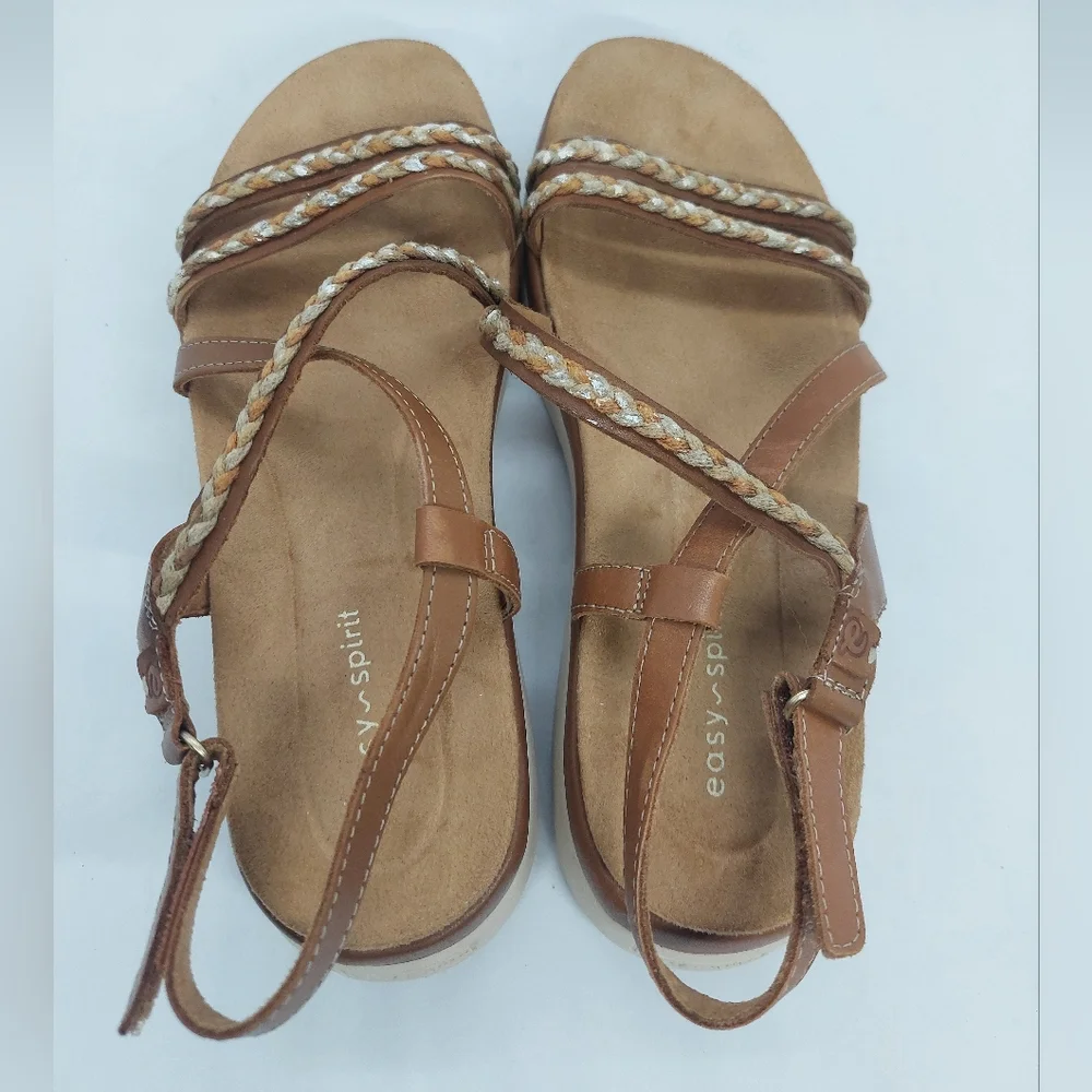 Easy Spirit Ivani Braided Slingback Sandals Brown Casual Women's Size 7M